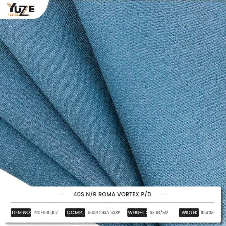 YZK, 06707 40s N / R Roma Vortex P / D: Combining High-perficientur Blends of Rayon, Nylon et Spandex, Vortex Vortex Spinking Technology creates et Dura et comfortable Fashion